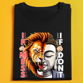 Two Sides of Me Tee Design - Lion & Buddha - Interesting Portrayal - Exclusive Collection.