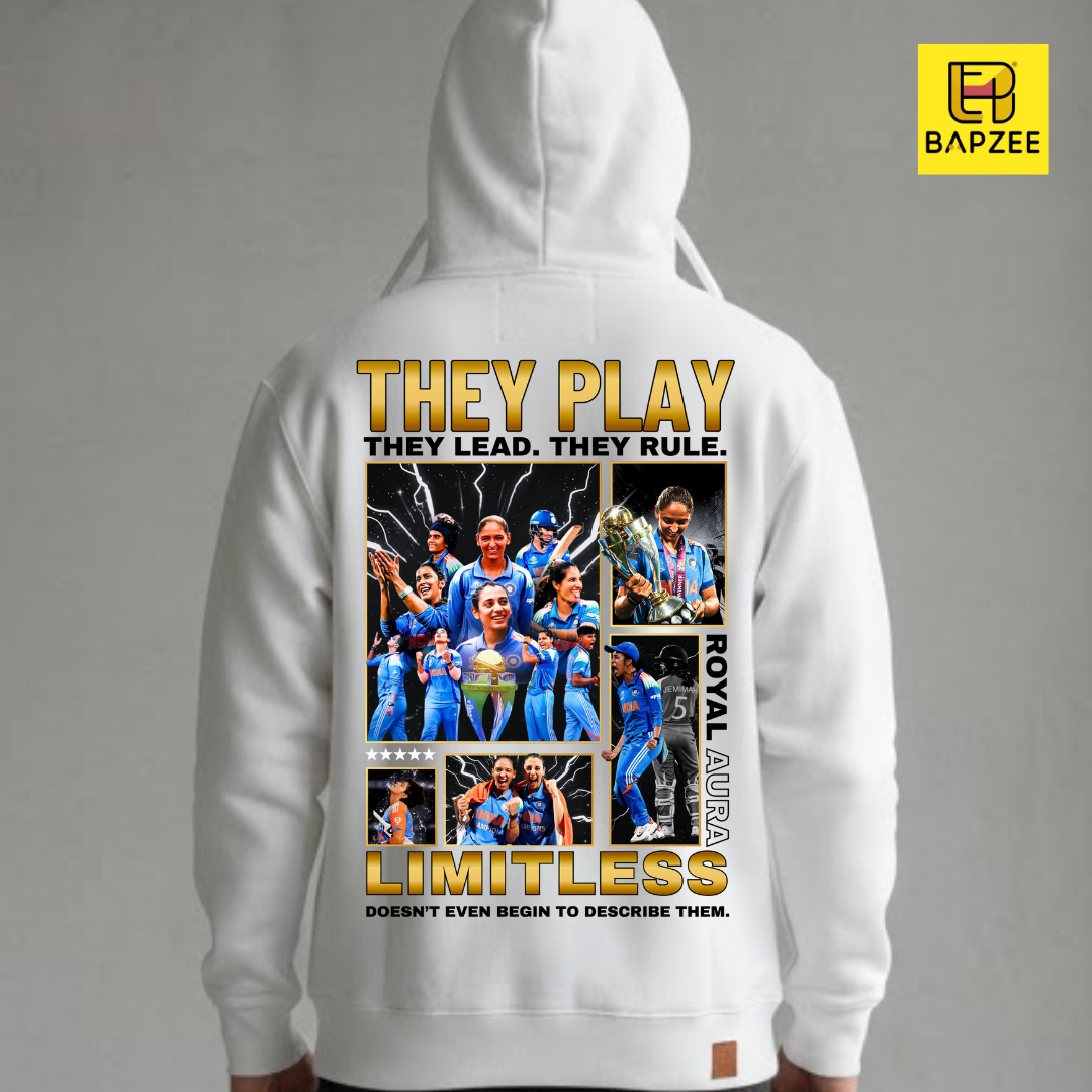 "Royal Aura" Indian Women's Cricket Team-Oversized Hoodie | BapZee Originals-Unisex Oversized Hoodie