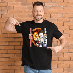 Two Sides of Me Tee Design - Lion & Buddha - Interesting Portrayal - Exclusive Collection.