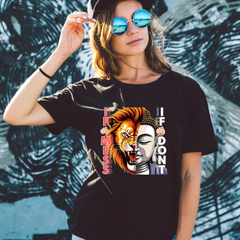 Two Sides of Me Tee Design - Lion & Buddha - Interesting Portrayal - Exclusive Collection.