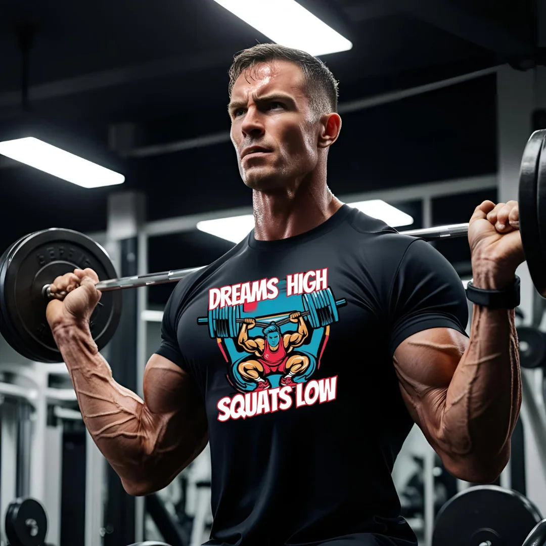 Squat Gym Tee Design - Life Vs Gym Philosophy Portrayal.