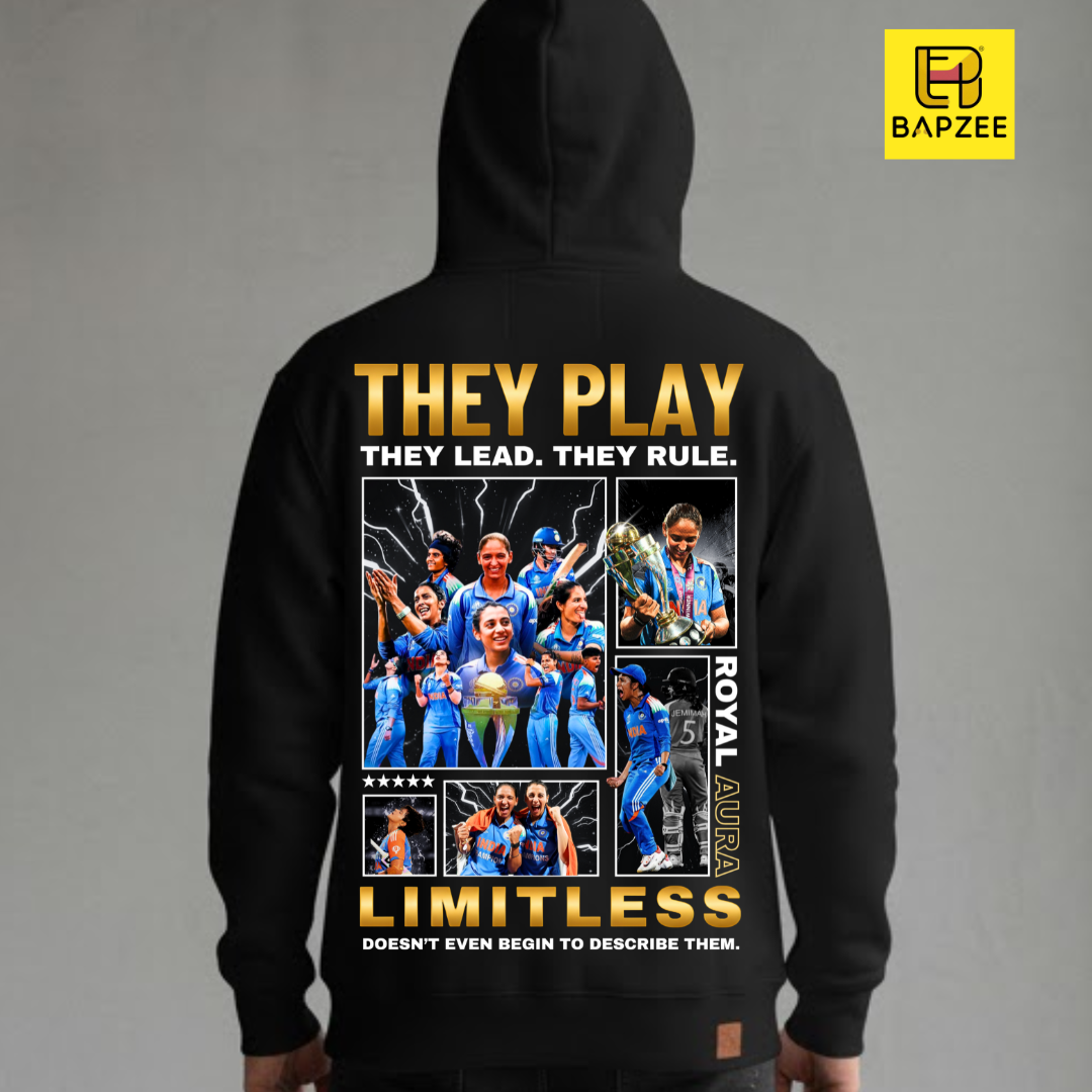 "Royal Aura" Indian Women's Cricket Team-Oversized Hoodie | BapZee Originals-Unisexx Oversized Hoodie