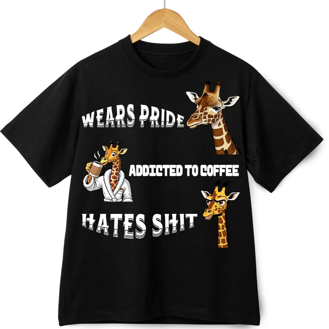 Coffee Lovers - Cool Themed Giraffe Based Swag T-Shirt.