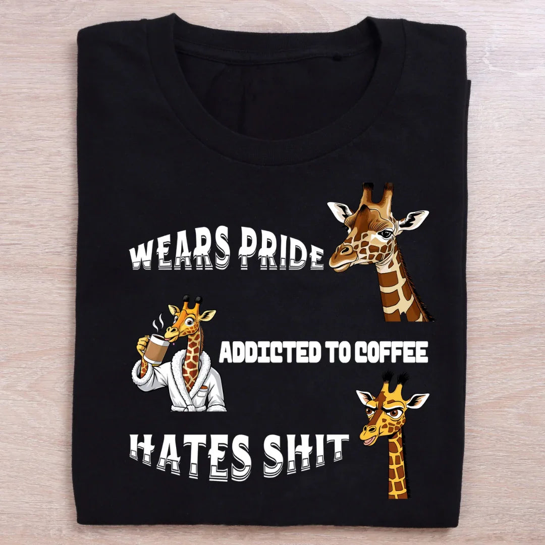 Coffee Lovers - Cool Themed Giraffe Based Swag T-Shirt.