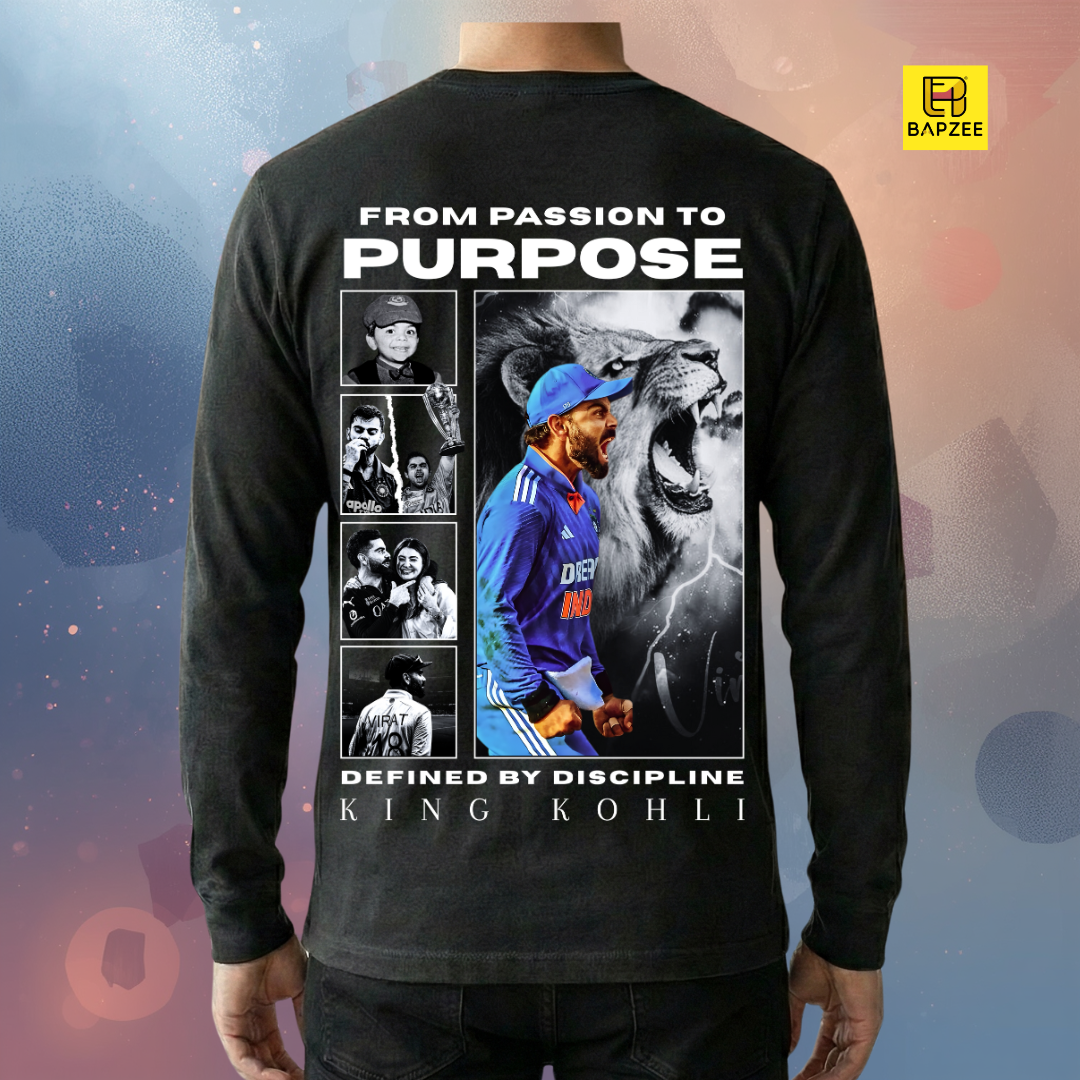 Passion to Purpose-Kohli Roar Edition Men's Full Sleeve T-Shirt