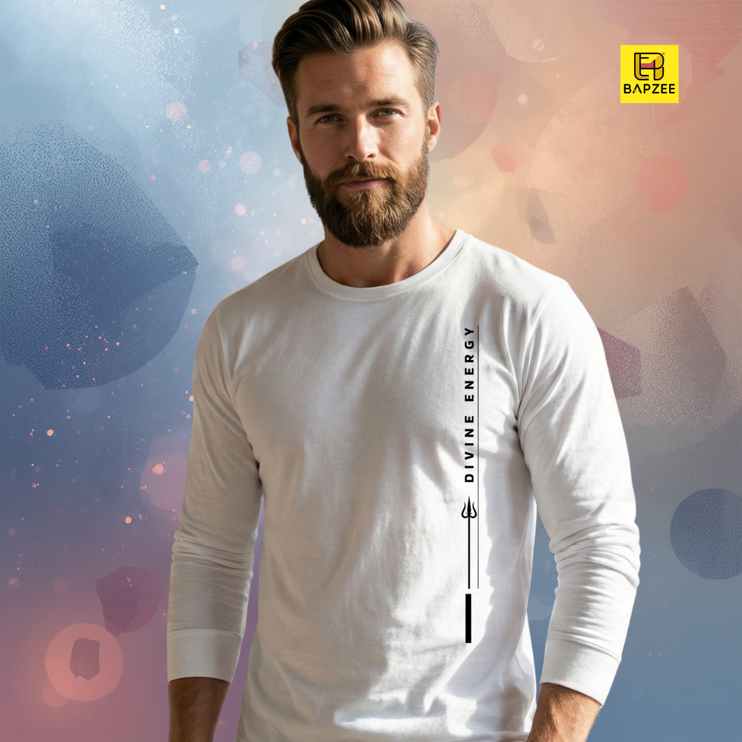 Soul Echoes-Lord Shiva-White-Men's Full Sleeve T-Shirt