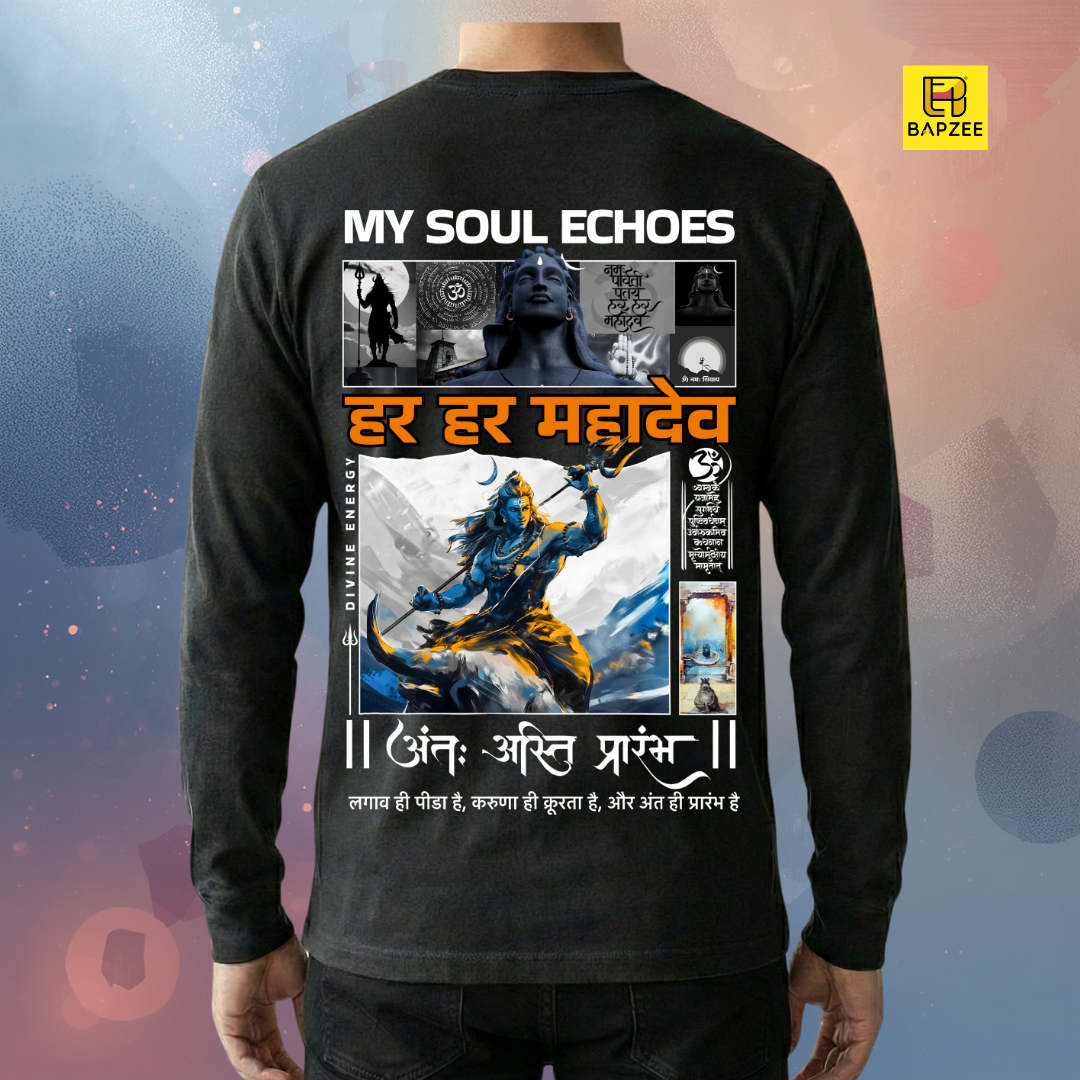 Soul Echoes Lord Shiva Edition-Men's Full Sleeve T-Shirt