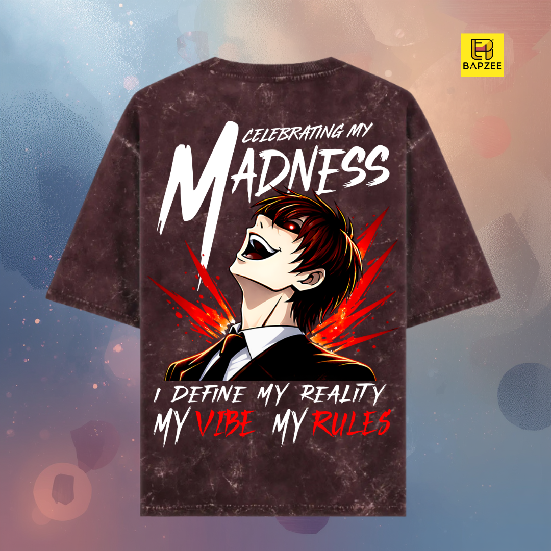 Celebrating My Madness-Anime Inspired-Unisex Acid Washed Oversized Tee