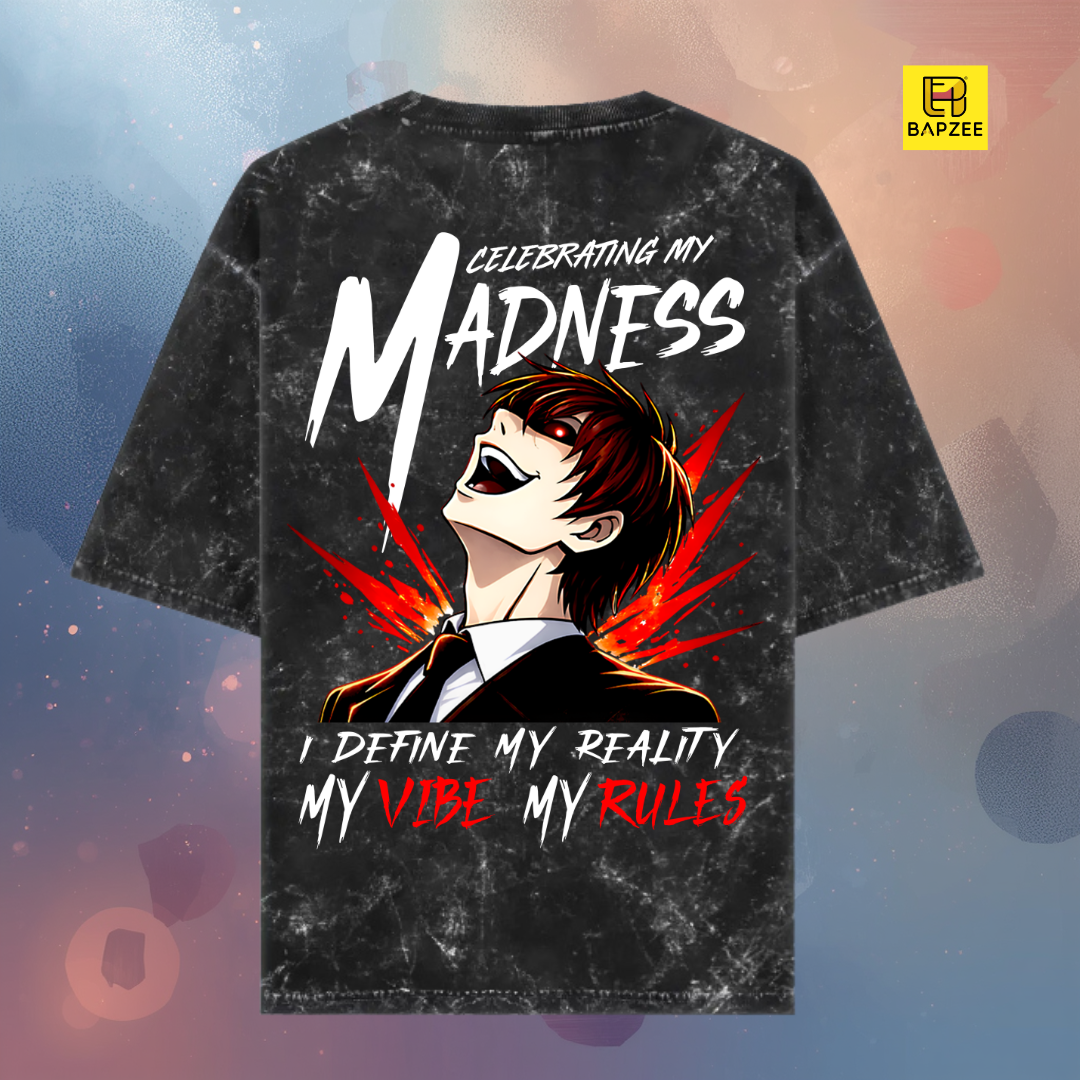 Celebrating My Madness-Anime Inspired-Unisex Acid Washed Oversized Tee