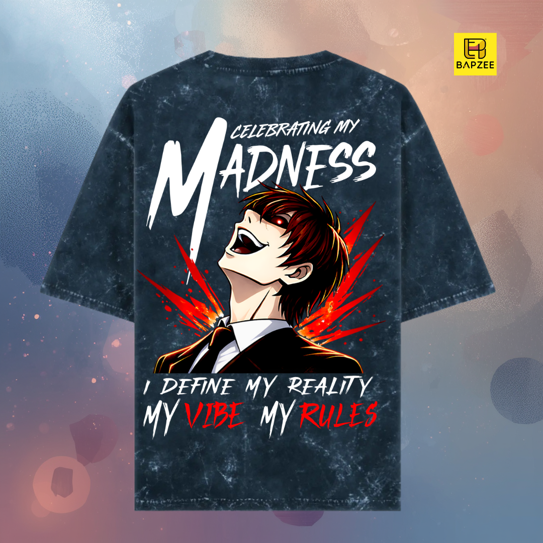 Celebrating My Madness-Anime Inspired-Unisex Acid Washed Oversized Tee