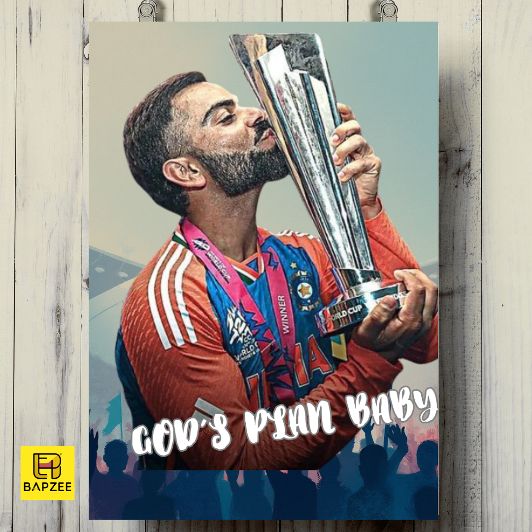 Virat Kohli - God's plan Baby - Fan based Emotional Moment-Acrylic Poster