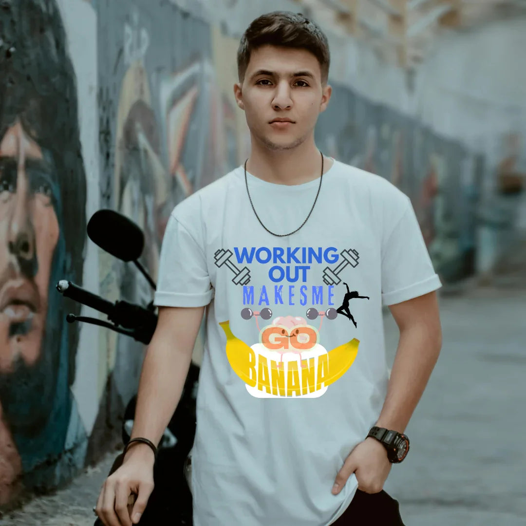 Exclusive Summer Gym collections - Working out makes me Go Banana Design Tee